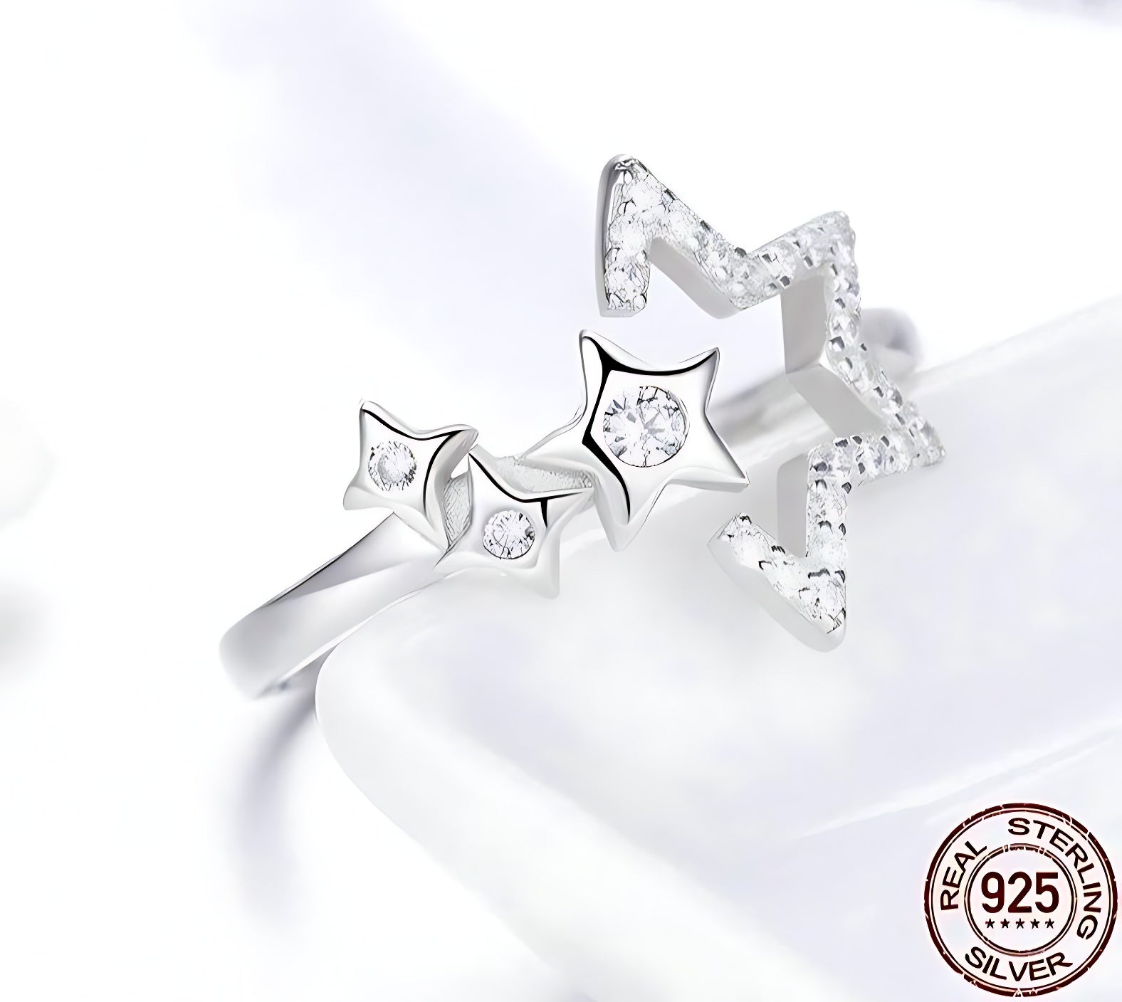 925 Sterling Silver Luminous Stars Rings Charm Jewelry - Touchy Style .