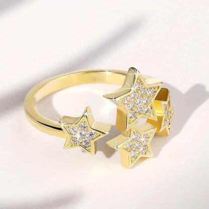 925 Sterling Silver Luminous Stars Rings Charm Jewelry GV409 - Touchy Style