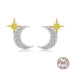 925 Sterling Silver Moon and Stars Stud Earrings Charm Jewelry - Touchy Style .