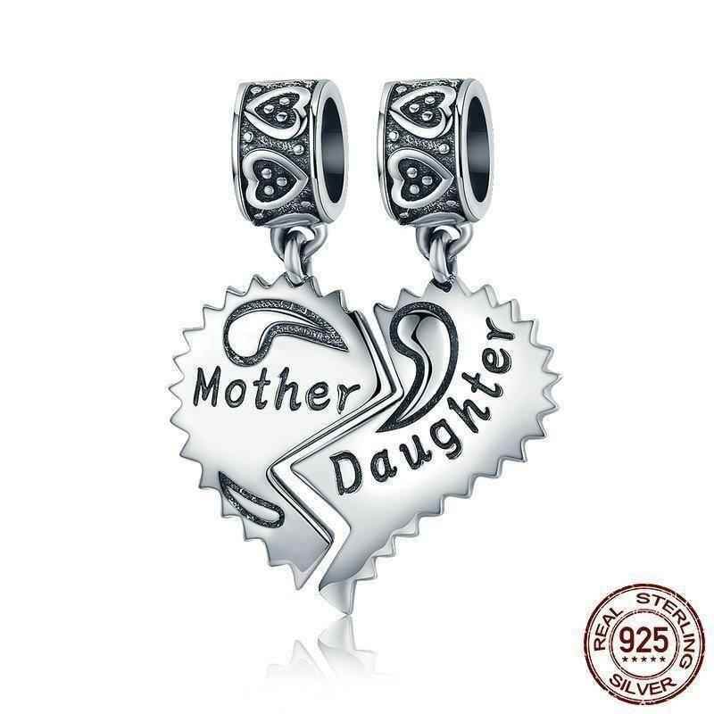 925 Sterling Silver Mother and Daughter Love Forever Pendant Charm Jewelry Without Chain - Touchy Style .