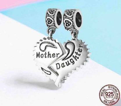 925 Sterling Silver Mother and Daughter Love Forever Pendant Charm Jewelry Without Chain - Touchy Style