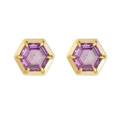 925 Sterling Silver Necklace and Earring Charm Jewelry Set - Hexagonal Zircon Pendant - CCF0024 - Touchy Style