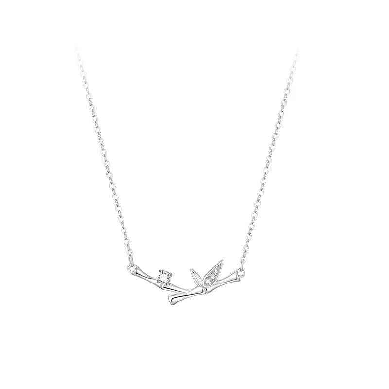 925 Sterling Silver Necklace Charm Jewelry - Bamboo Clavicle Chain - Xm418 - Touchy Style