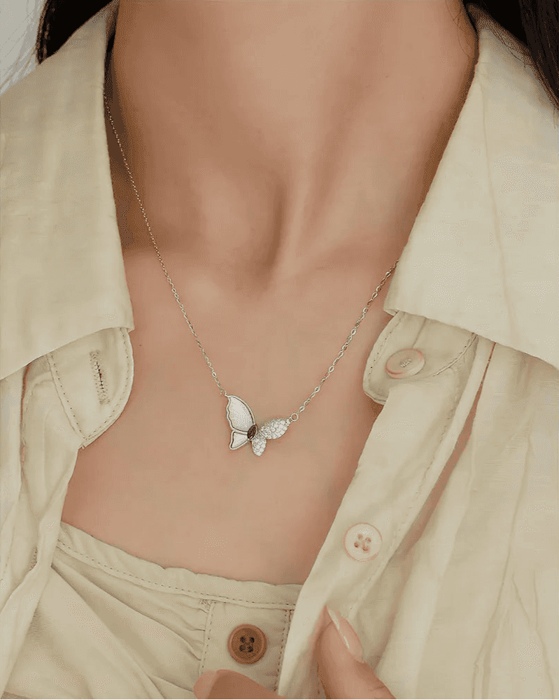 925 Sterling Silver Necklace Charm Jewelry - Butterfly Pendant - YH0483 - Touchy Style