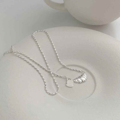 925 Sterling Silver Necklace Charm Jewelry - Croissant Toast Pendant - TSJ152 - Touchy Style