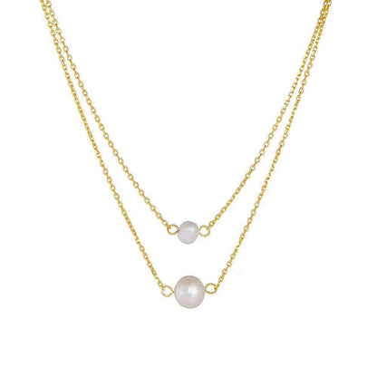 925 Sterling Silver Necklace Charm Jewelry - Double-layer Single Pearl - CCFPN004 - Touchy Style