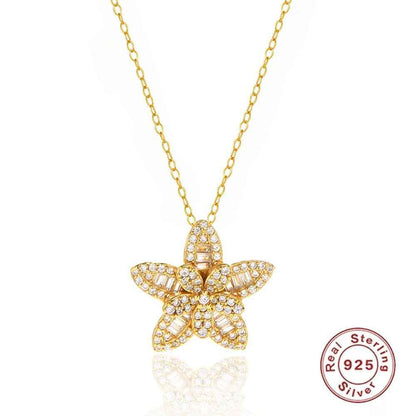 925 Sterling Silver Necklace Charm Jewelry - Full Zircon Five-Pointed Star - YH0484 - Touchy Style