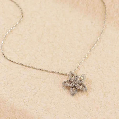 925 Sterling Silver Necklace Charm Jewelry - Full Zircon Five-Pointed Star - YH0484 - Touchy Style