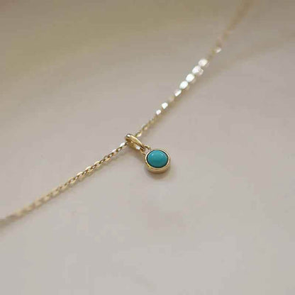 925 Sterling Silver Necklace Charm Jewelry - Geometric Blue Turquoise - xl743 - Touchy Style