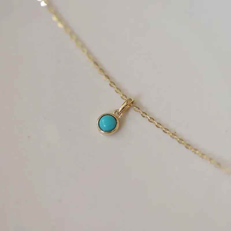 925 Sterling Silver Necklace Charm Jewelry - Geometric Blue Turquoise - xl743 - Touchy Style