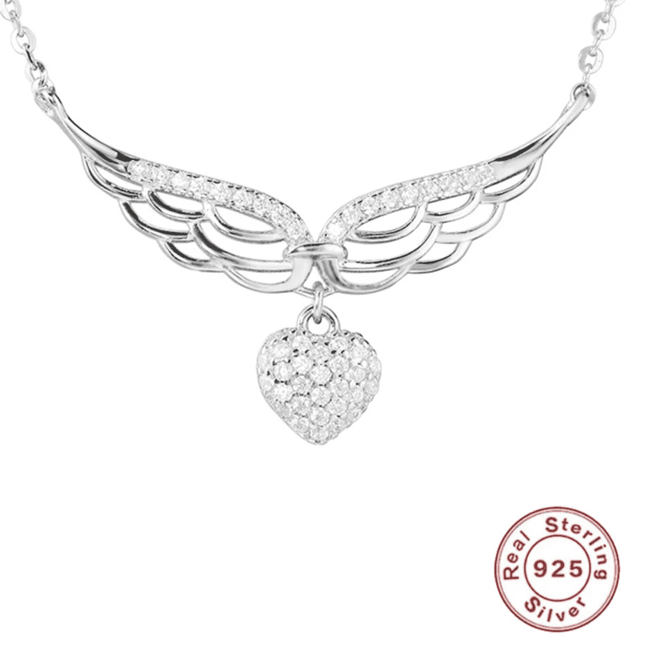 925 Sterling Silver Necklace Charm Jewelry - Hollow Wings Love - Xm370 - Touchy Style