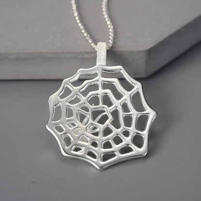 925 Sterling Silver Necklace Charm Jewelry - LFJE0208 Hunting Spider and Web Pendant - Touchy Style .