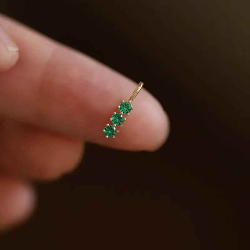 925 Sterling Silver Necklace Charm Jewelry - Retro Green Three Zircon - xl734 - Touchy Style
