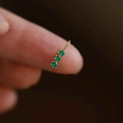 925 Sterling Silver Necklace Charm Jewelry - Retro Green Three Zircon - xl734 - Touchy Style