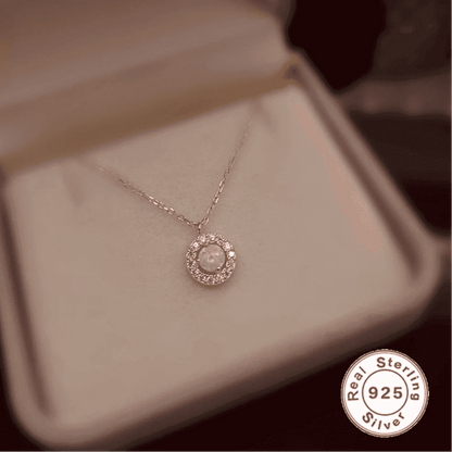 925 Sterling Silver Necklace Charm Jewelry - Round Opal Zircon - Xm420 - Touchy Style