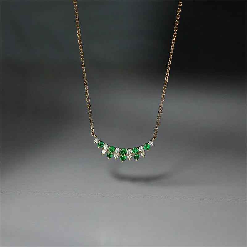 925 Sterling Silver Necklace Charm Jewelry - White Green Zircon Pendant - xl1127 - Touchy Style