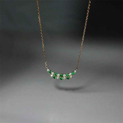 925 Sterling Silver Necklace Charm Jewelry - White Green Zircon Pendant - xl1127 - Touchy Style