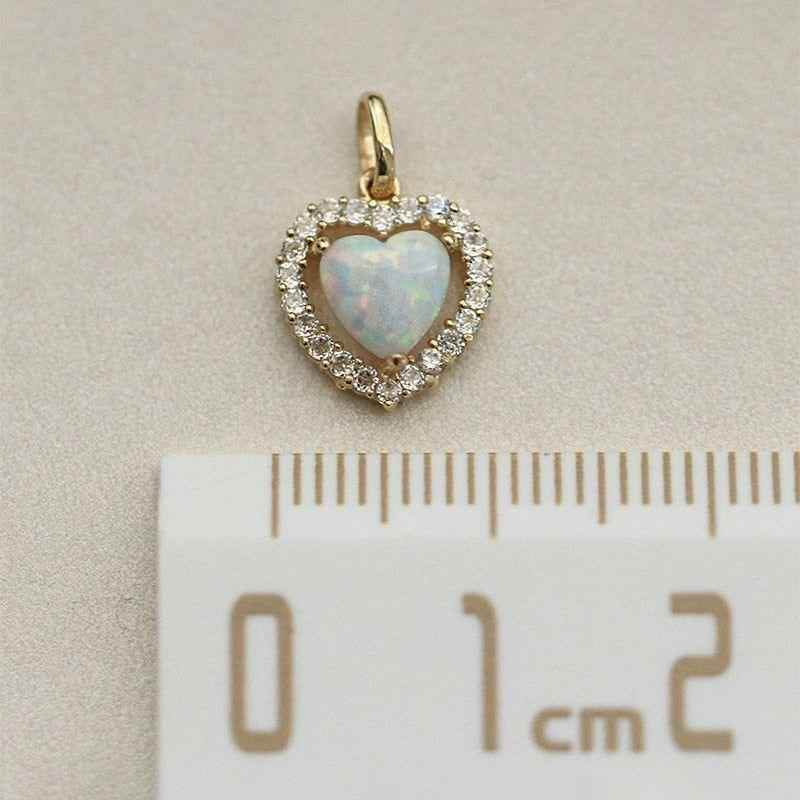 925 Sterling Silver Opal Zircon Heart Choker Necklace Charm Jewelry AZ252 - Touchy Style .