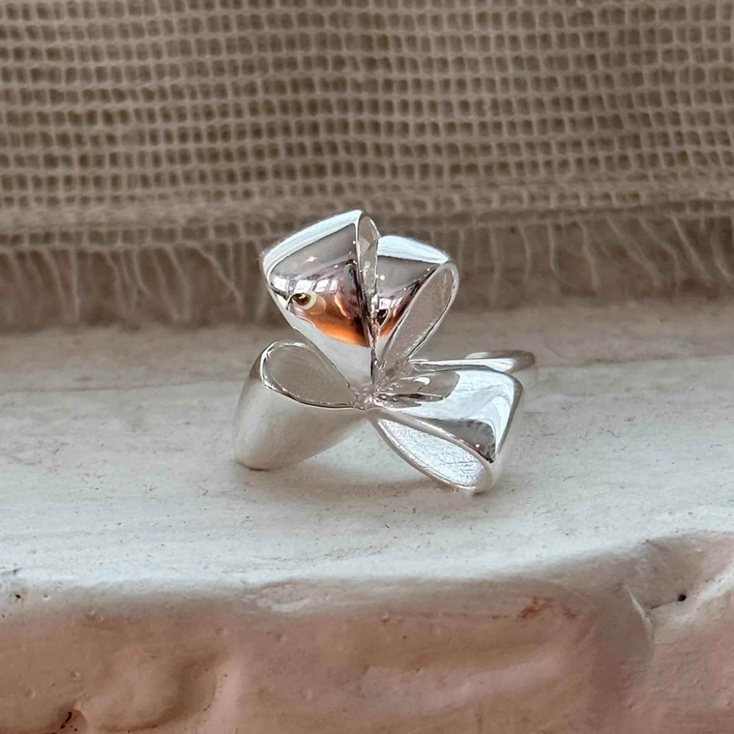 925 Sterling Silver Open Finger Ring Charm Jewelry - Elegant Bowtie Ribbon - TSJ109 - Touchy Style