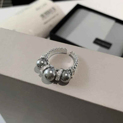 925 Sterling Silver Open Finger Ring Charm Jewelry - Triple Pearl - TSJ97 - Touchy Style