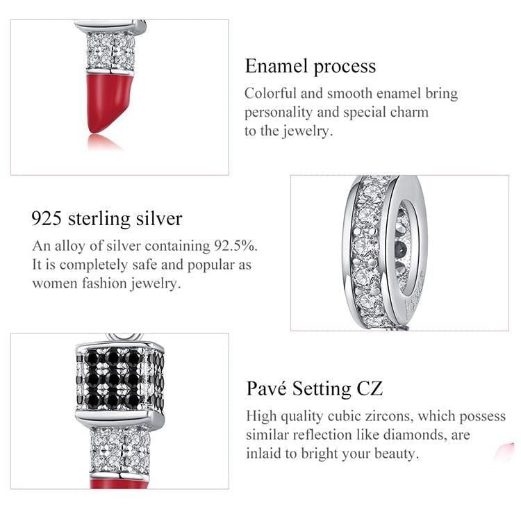 925 Sterling Silver Pendant Charm Jewelry Lipstick SCC1392 Without Chain - Touchy Style .