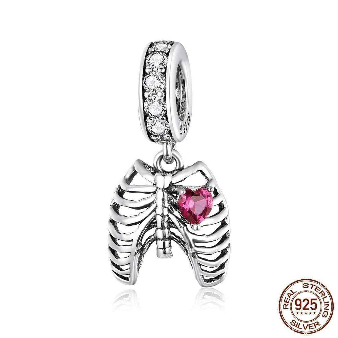 925 Sterling Silver Pendant Charm Jewelry Love Skeleton ECC1459 Without Chain - Touchy Style .