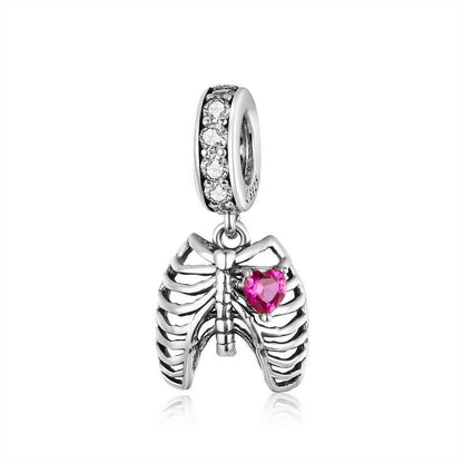 925 Sterling Silver Pendant Charm Jewelry Love Skeleton ECC1459 Without Chain - Touchy Style .