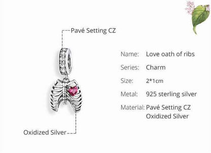 925 Sterling Silver Pendant Charm Jewelry Love Skeleton ECC1459 Without Chain - Touchy Style