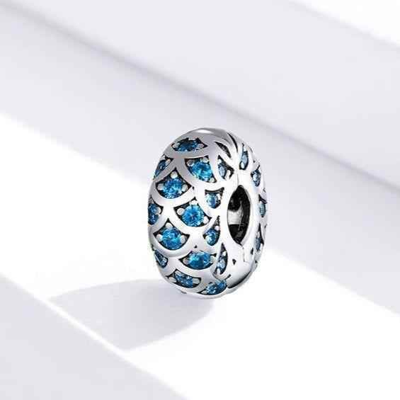 925 Sterling Silver Pendant Charm Jewelry PCJBOS08 Blue Zircon Open Beads Without Chain - Touchy Style .