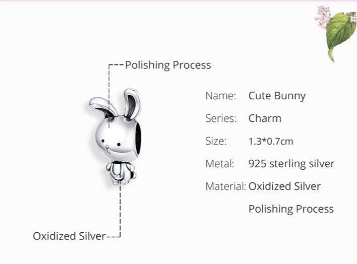925 Sterling Silver Pendant Charm Jewelry WFS02 Rabbit Shape Without Chain - Touchy Style .