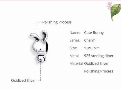 925 Sterling Silver Pendant Charm Jewelry WFS02 Rabbit Shape Without Chain - Touchy Style