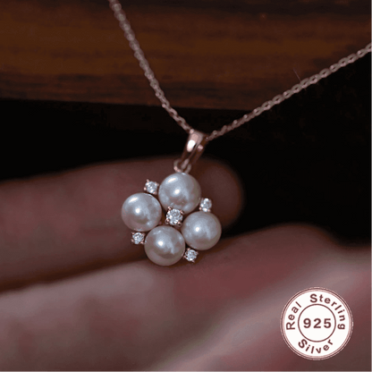 925 Sterling Silver Pendant Necklace Charm Jewelry - Four Mini Pearls - Xm313 - Touchy Style