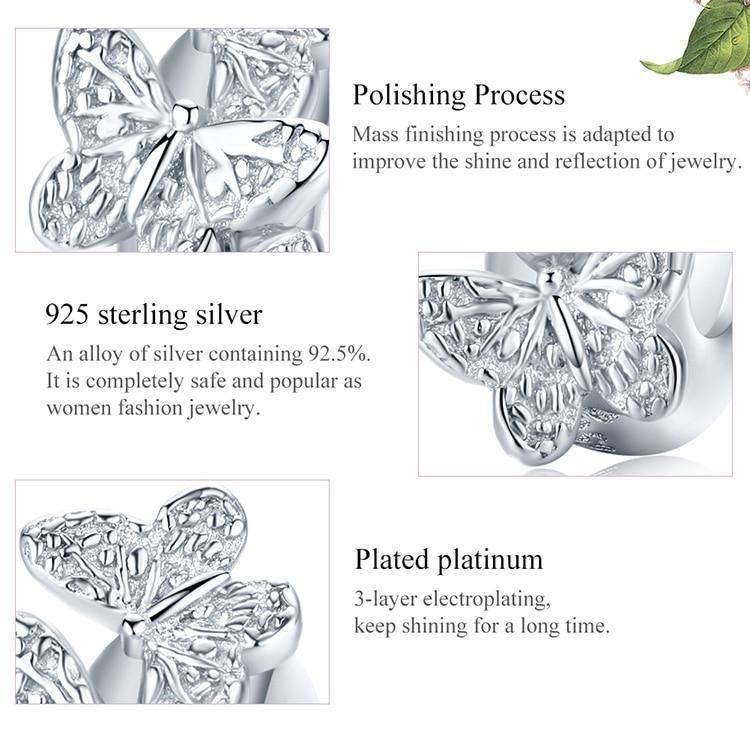 925 Sterling Silver Pendent Charm Jewelry Butterflies 