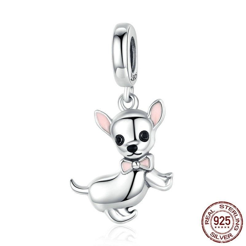 925 Sterling Silver Pendent Charm Jewelry Chihuahua Dog SCC1317 - Touchy Style .