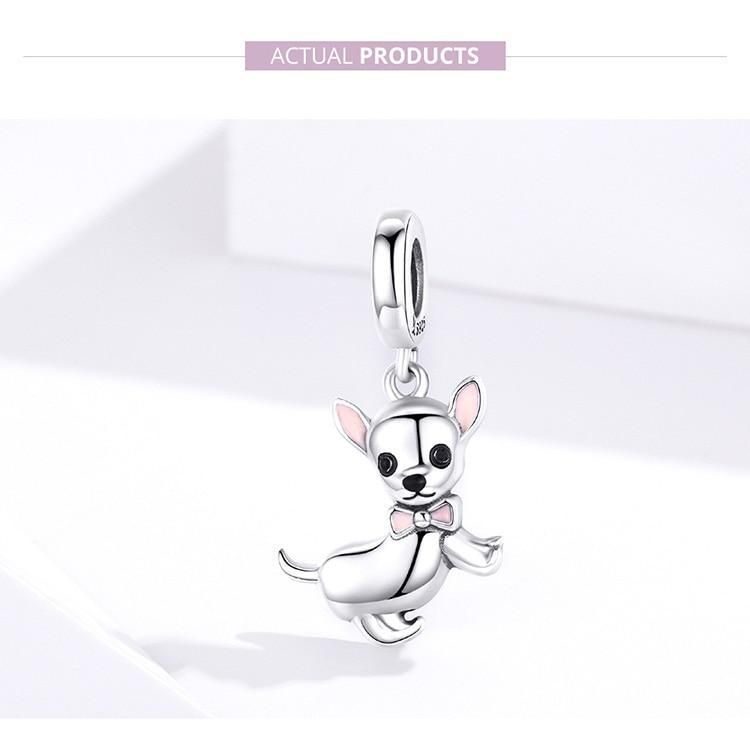 925 Sterling Silver Pendent Charm Jewelry Chihuahua Dog SCC1317 - Touchy Style .