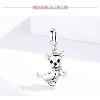 925 Sterling Silver Pendent Charm Jewelry Chihuahua Dog SCC1317 - Touchy Style .