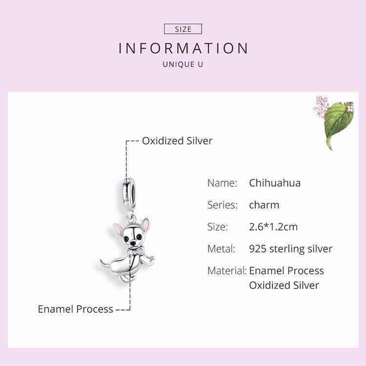 925 Sterling Silver Pendent Charm Jewelry Chihuahua Dog SCC1317 - Touchy Style