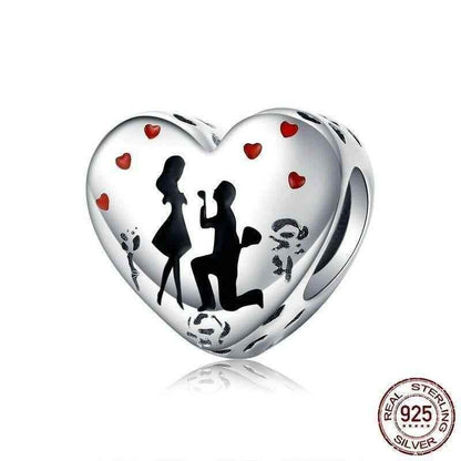 925 Sterling Silver Pendent Charm Jewelry Marry Me Heart 