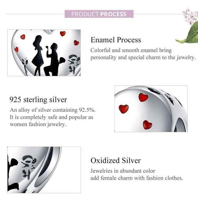 925 Sterling Silver Pendent Charm Jewelry Marry Me Heart 