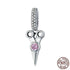 925 Sterling Silver Pink Scissor Pendant Charm Jewelry Without Chain - Touchy Style .