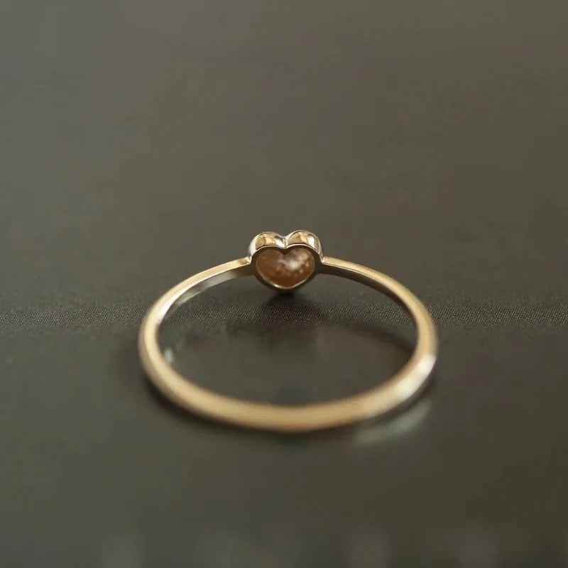 925 Sterling Silver 14K Gold Plated Finger Ring Charm Jewelry - Tiny Heart - Xm101 - Touchy Style