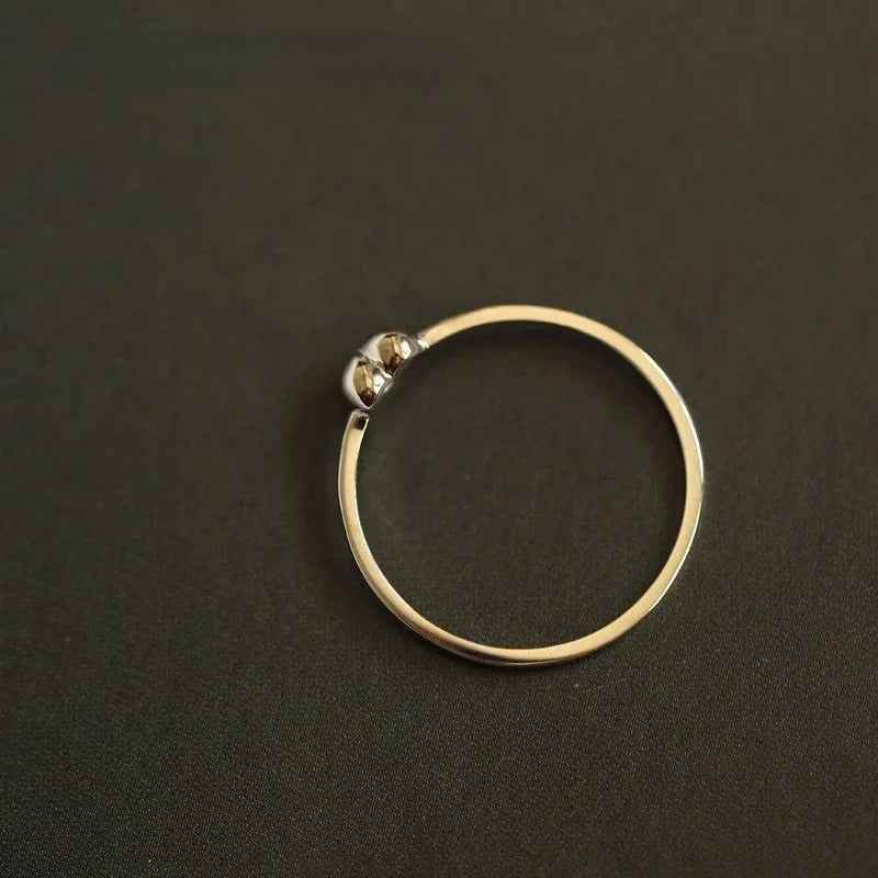 925 Sterling Silver 14K Gold Plated Finger Ring Charm Jewelry - Tiny Heart - Xm101 - Touchy Style