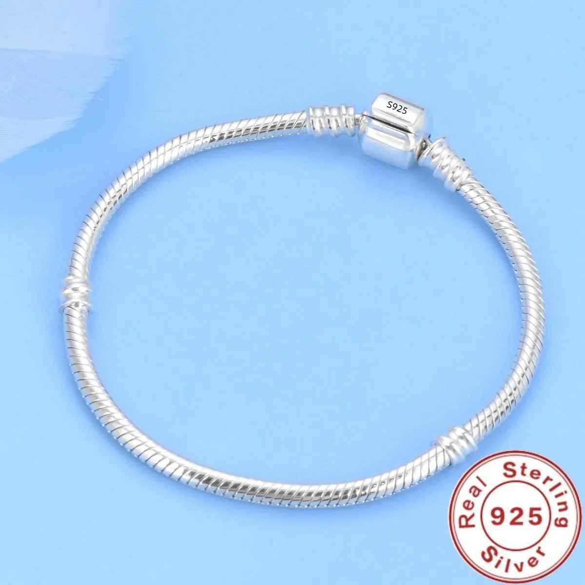 925 Sterling Silver Plated Snake Chain Bracelet Charm Jewelry ZJCL12 - Touchy Style