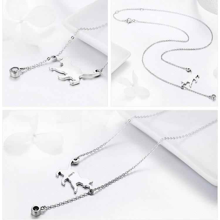 925 Sterling Silver Pussy Cat Pendant Necklace Charm Jewelry - Touchy Style