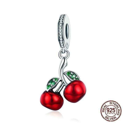 925 Sterling Silver Red Cherry pendant Charm Jewelry Without Chain - Touchy Style .