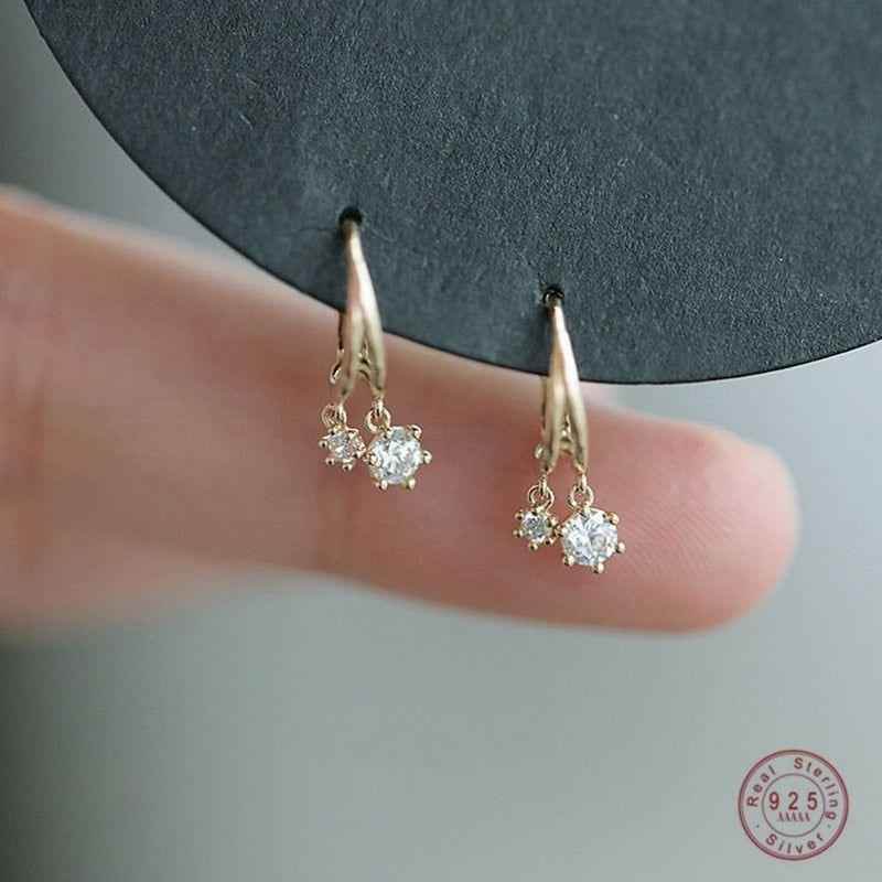 925 Sterling Silver Shiny Crystal Earrings Charm Jewelry FB310 - Touchy Style