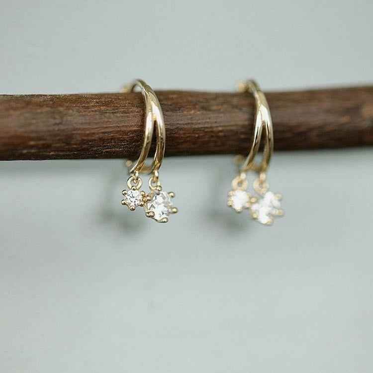 925 Sterling Silver Shiny Crystal Earrings Charm Jewelry FB310 - Touchy Style