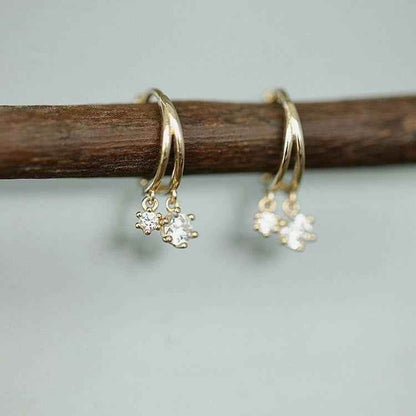 925 Sterling Silver Shiny Crystal Earrings Charm Jewelry FB310 - Touchy Style