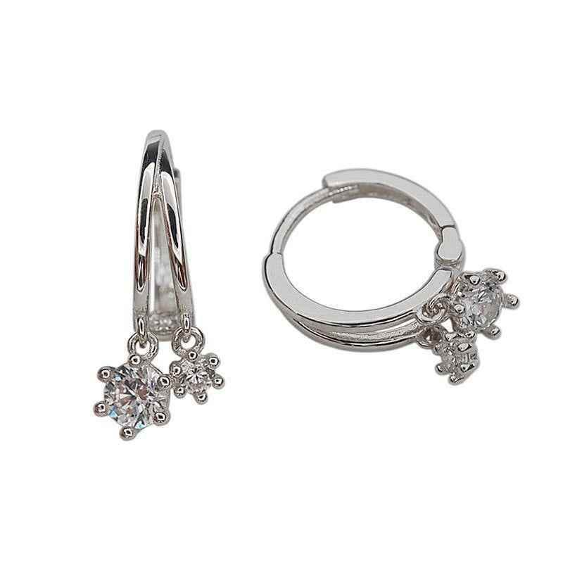 925 Sterling Silver Shiny Crystal Earrings Charm Jewelry FB310 - Touchy Style