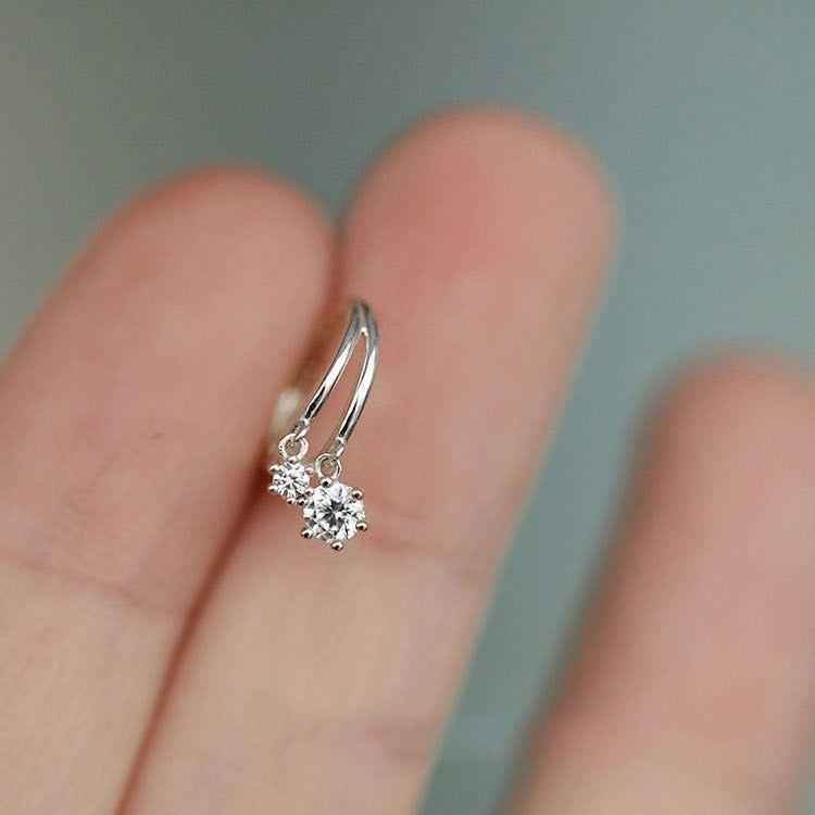 925 Sterling Silver Shiny Crystal Earrings Charm Jewelry FB310 - Touchy Style